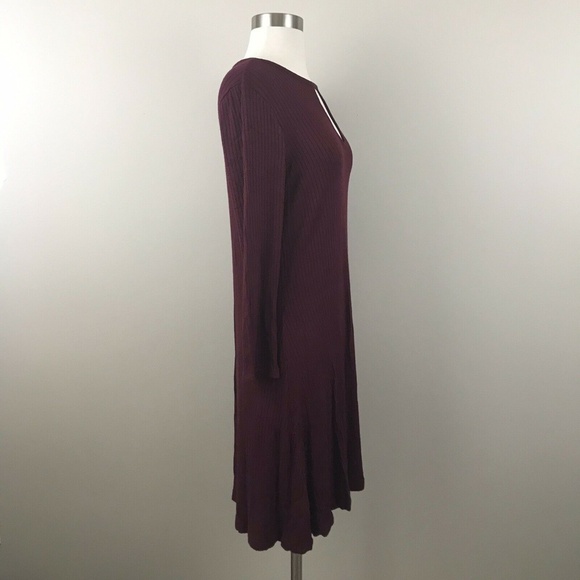 Soft & Sexy AEO Maroon Womens Small Knit Dress Long Sleeve NWT Keyhole Neck - Picture 3 of 5